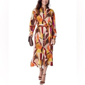 J.McLaughlin dress‎ Mallory Dress resort mature button front vacation retro